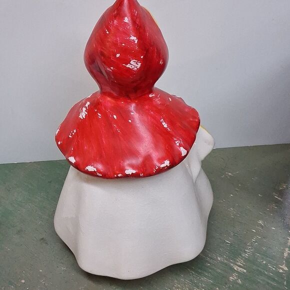 ANTIQUE HULL WARE LITTLE RED RIDING HOOD 13" COOKIE JAR # 967 1940's USA - Picture 3 of 9